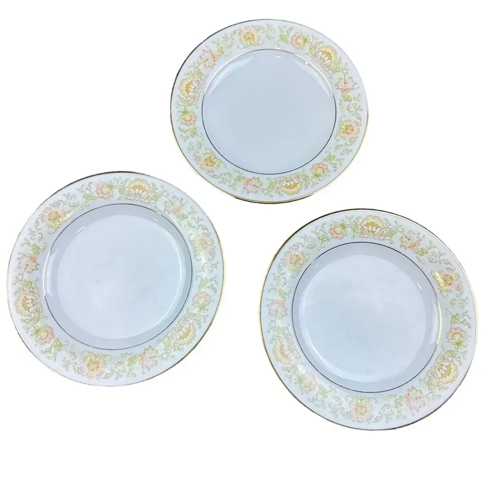 Noritake Japan May Garden 2355 Bread Butter Plate Set of 3 Floral Gold Trim 6